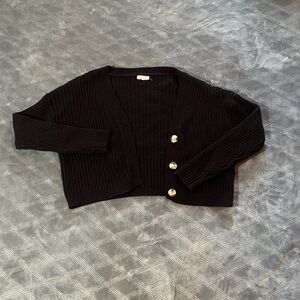 Chic Black Women's Cardigan with Button Detail
